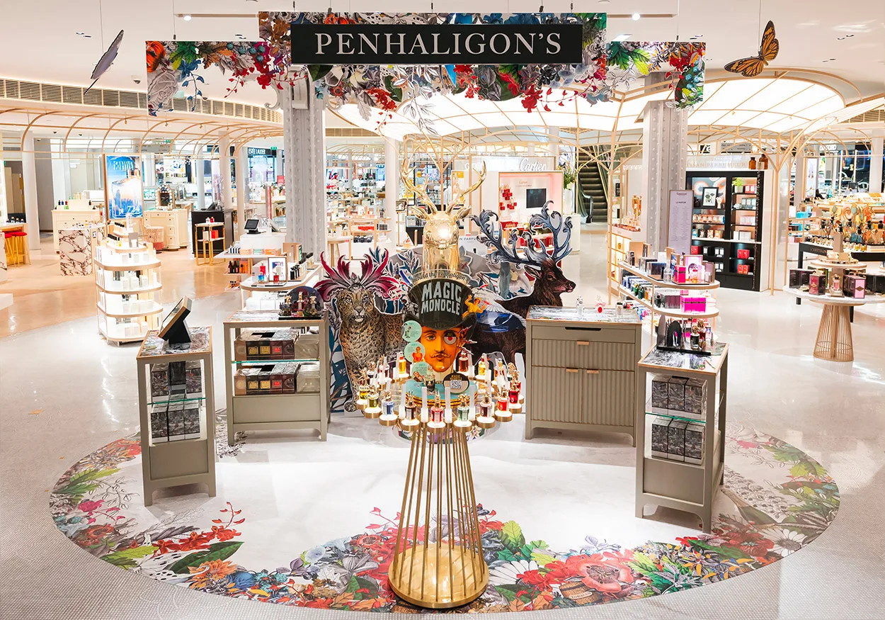 Corner Penhaligon's en grand magasin, réalisation MZ Bois et Compagnie
